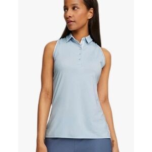 Puma Golf Ladies Mattr Peak Sleeveless Polo Light Blue Polo Shirt Size S $60